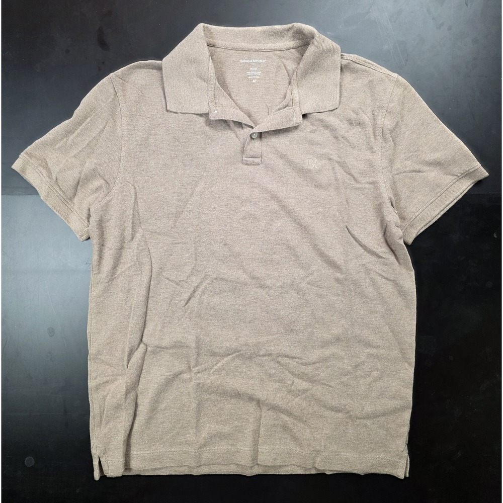 Banana Republic Camel Heather Short Sleeve Pique Polo Men's Size Medium